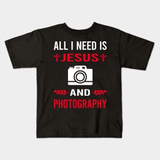 I Need Jesus And Photography Photographer Camera Kids T-Shirt